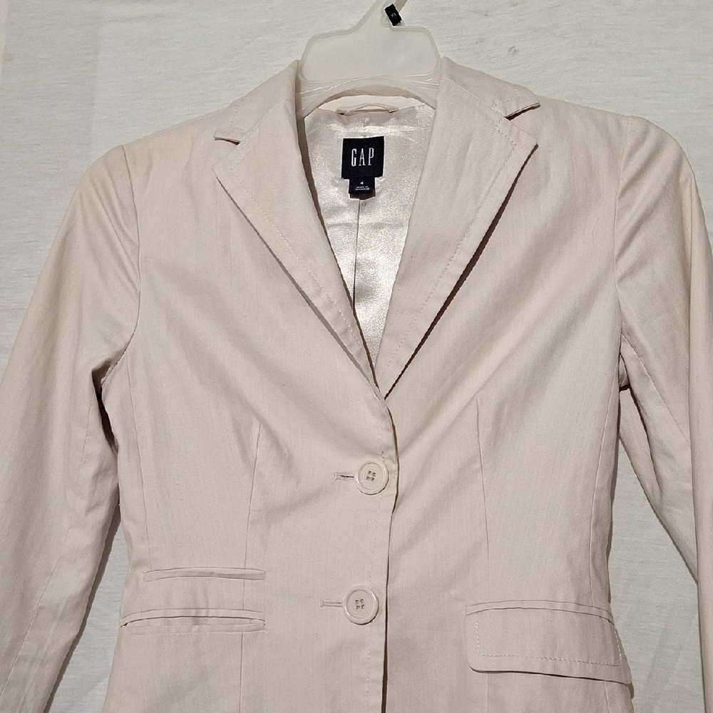 3/$20-GAP Beige Cotton Blazer, Sz 4, NWOT - Picture 3 of 15